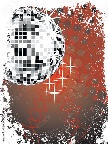 vector eps 10 illustration of a mirror ball on an abstract background