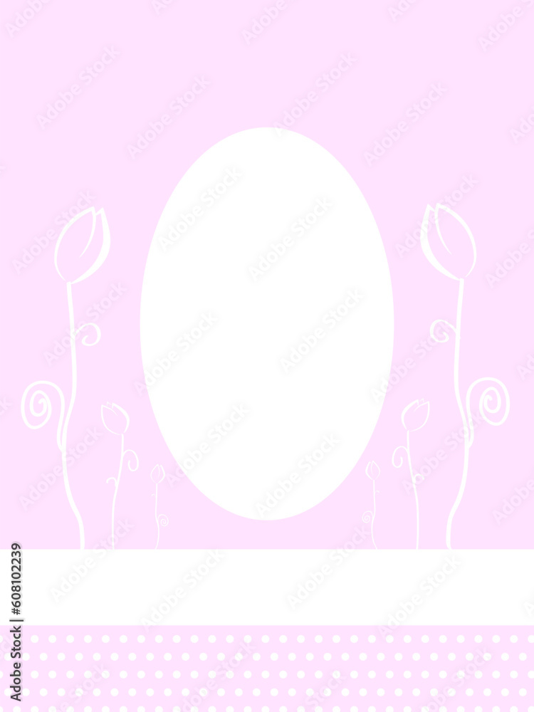 Vector picture of pink greeting card with white flowers