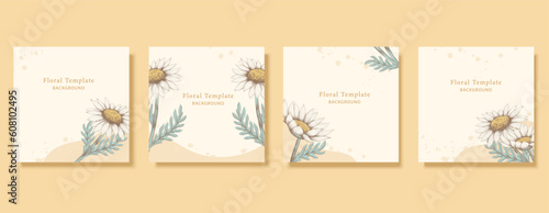 Engraved style floral template set