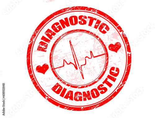 Red grunge rubber stamp with the word diagnostic written inside