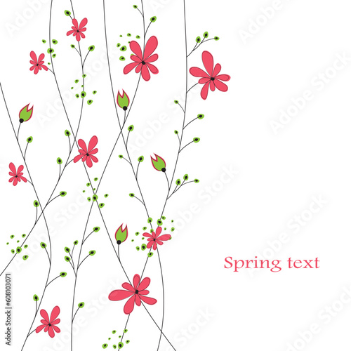 Colourful Spring flowers background. Vector illustration