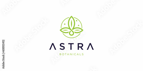 Nature Leaf Healer Astra Botanicals Logo Design. Icon Symbols Vector EPS 10.