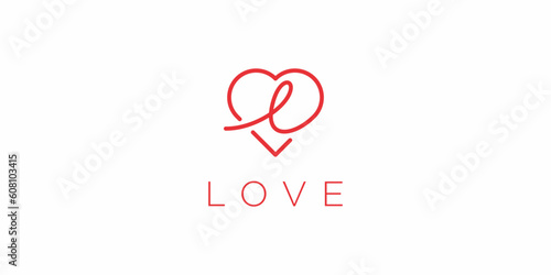 Love Logo Design with Letter L Initial. Line art Outline  Icon Symbols Vector EPS 10.