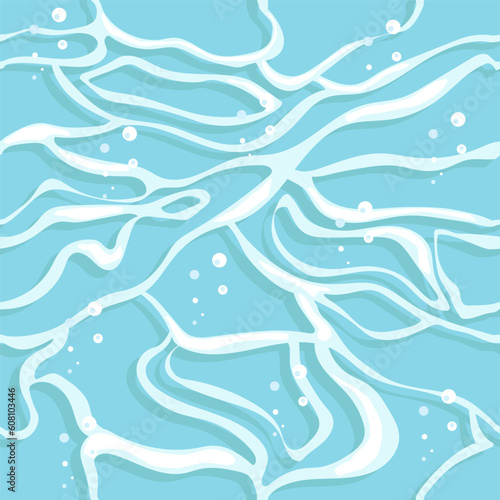Seamless pattern of waves and foam in water, foam shadows, depth and azure. Designs for textiles or wallpaper.