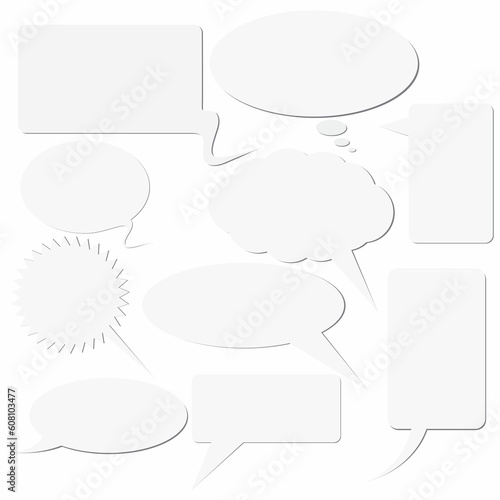 Set of dialog boxes on white background