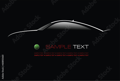 White silhouette of car sedan on black background. Vector illustration