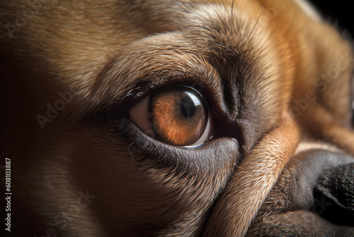 Close up of Bulldog dog eye.