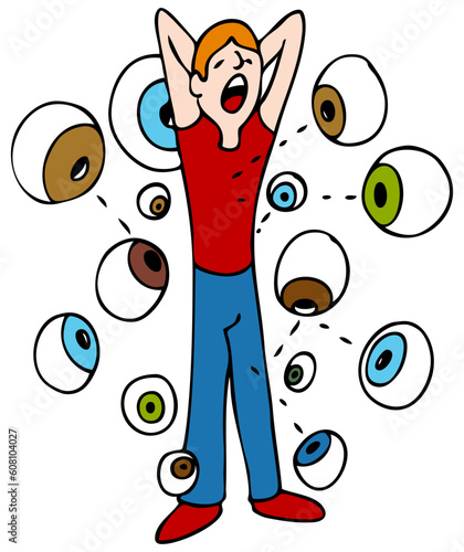 An image of a privacy being invaded by many eyes.