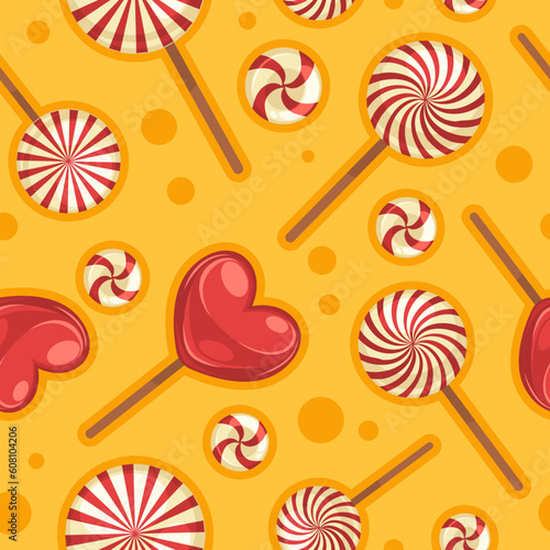 Candies and lollipops, hearts desserts sweets