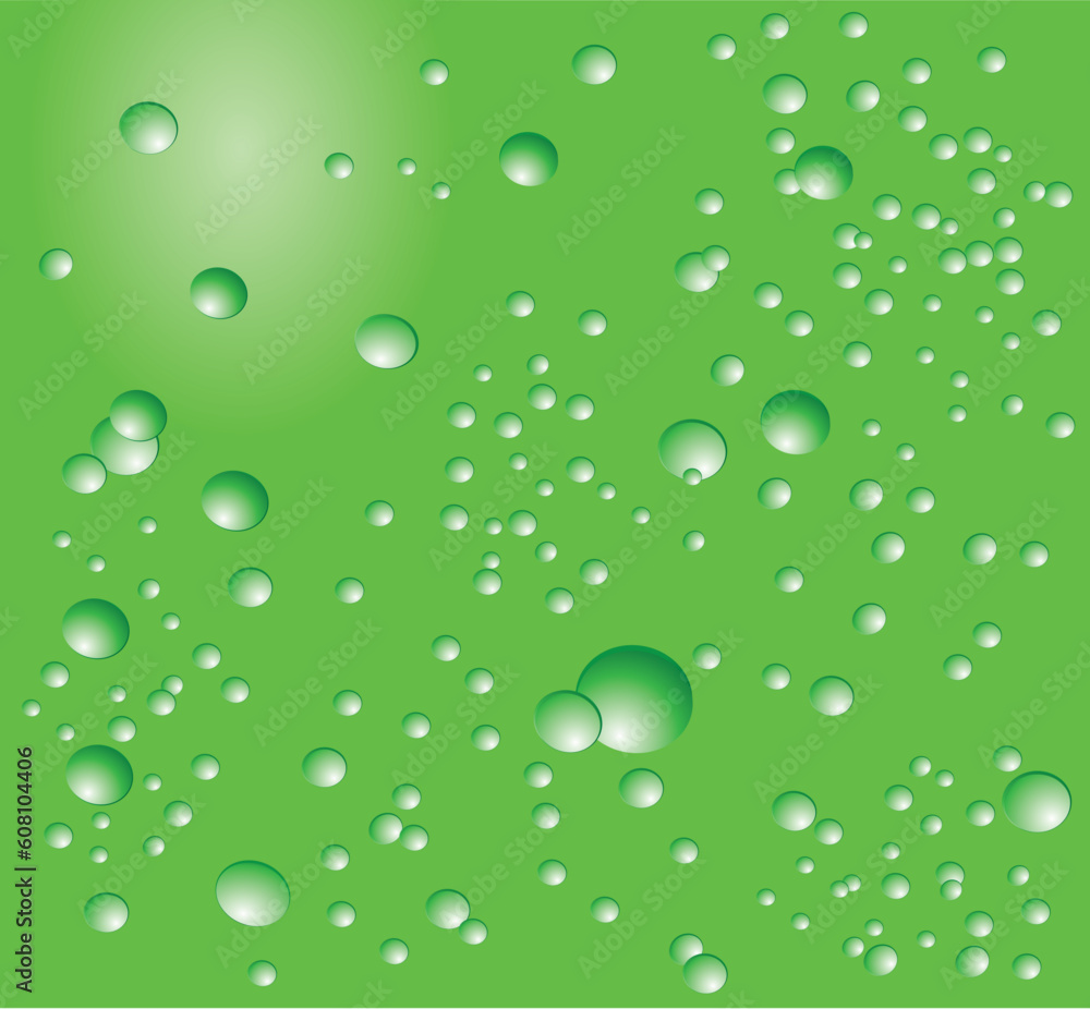 vector illustration of green water bubbles