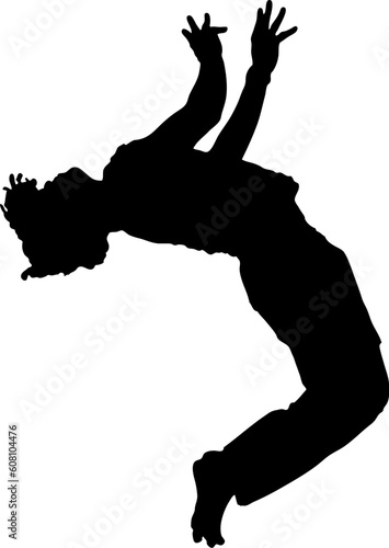 young male doing a backflip