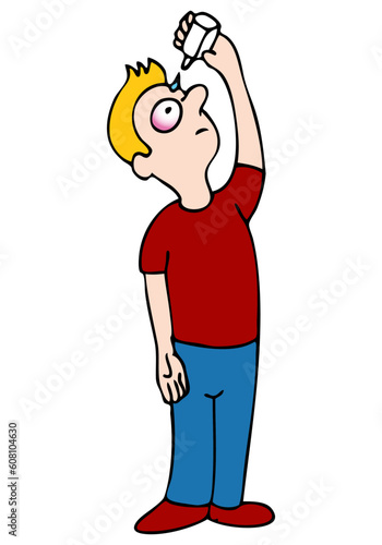An image of a man using eye drops.