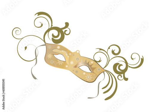 vector eps 10 illustration of an elegant venetian mask with floral elements