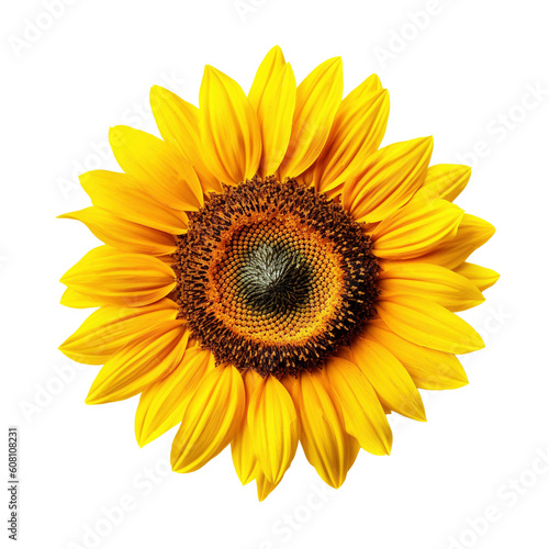 Sunflower head isolated on transparent background