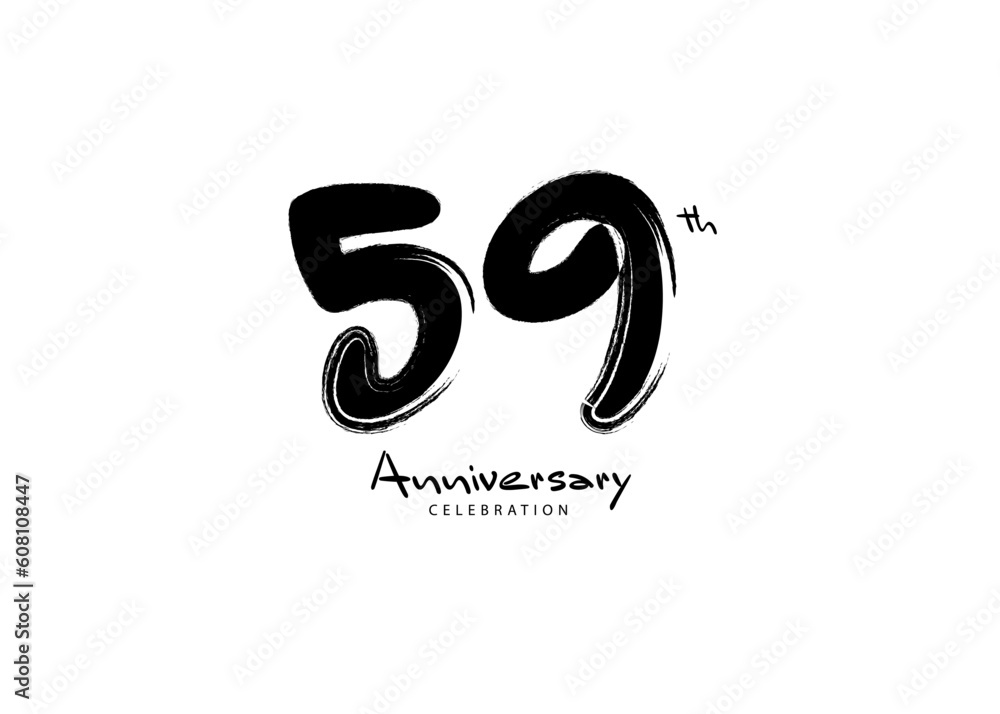 59 Years Anniversary Celebration logo black paintbrush vector, 59 number logo design, 59th Birthday Logo, happy Anniversary, Vector Anniversary For Celebration, poster, Invitation Card 59 Years Anniversary Celebration logo black paintbrush vector, 59 number logo design, 59th Birthday Logo, happy Anniversary, Vector Anniversary For Celebration, poster, Invitation Card