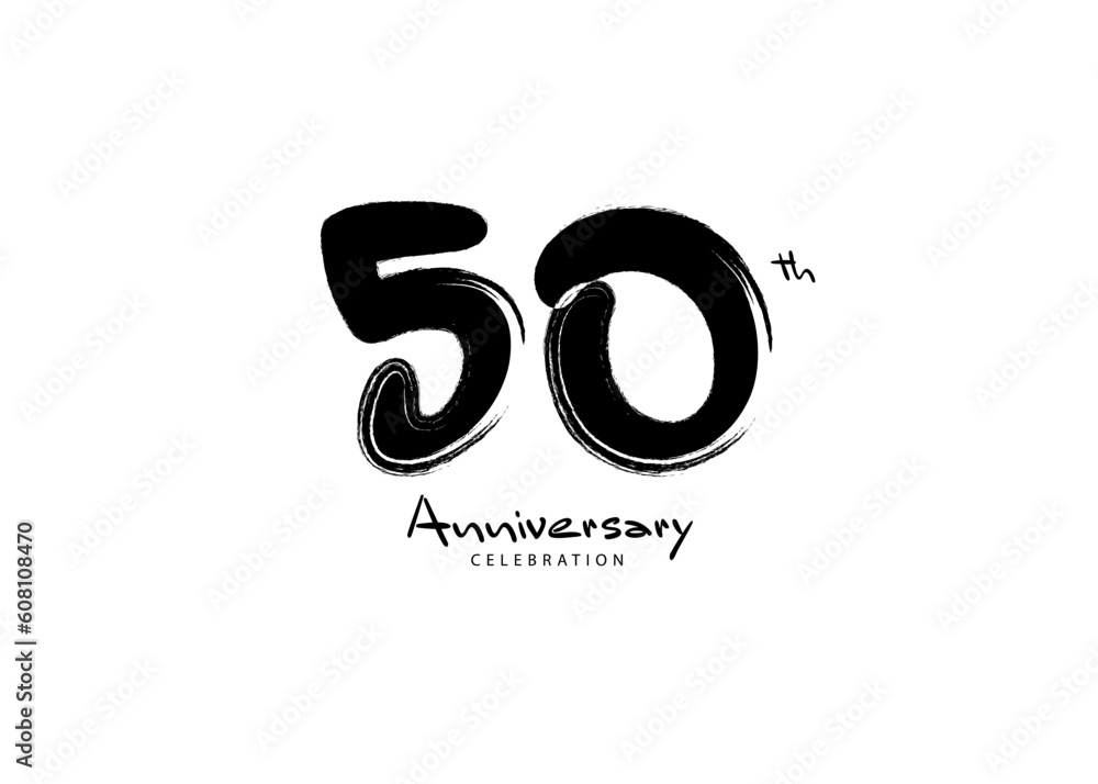 50 Years Anniversary Celebration logo black paintbrush vector, 50 number logo design, 50th Birthday Logo, happy Anniversary, Vector Anniversary For Celebration, poster, Invitation Card 50 Years Anniversary Celebration logo black paintbrush vector, 50 number logo design, 50th Birthday Logo, happy Anniversary, Vector Anniversary For Celebration, poster, Invitation Card