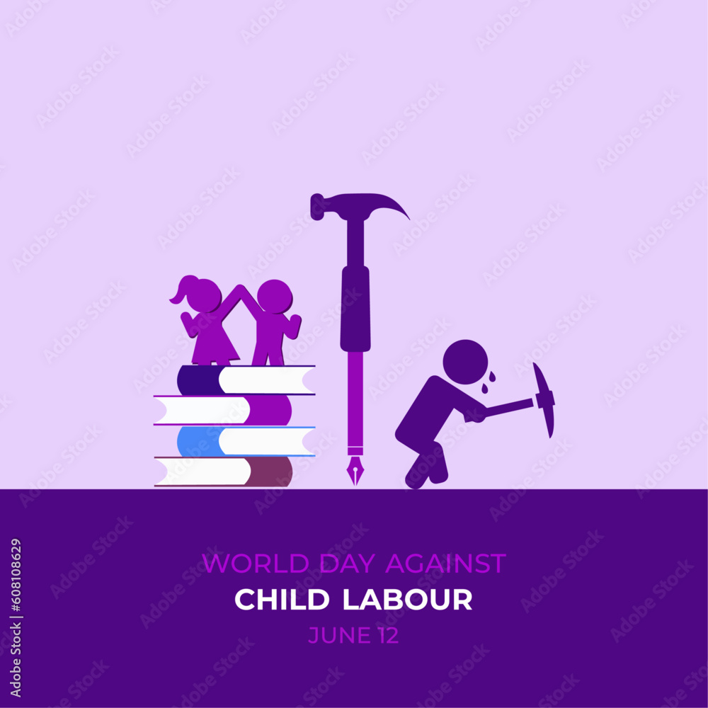 World Day Against Child Labour 12 June Stop Child Labor Banner World Day Against Child Labour 12 June Stop Child Labor Banner