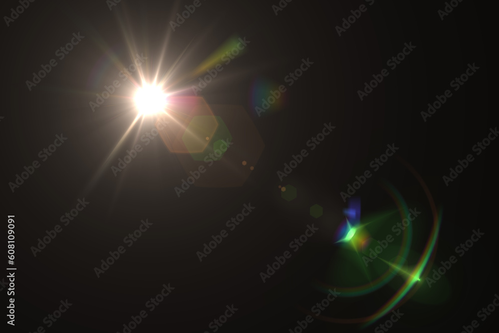 Sun flare on the black background Sun flare on the black background