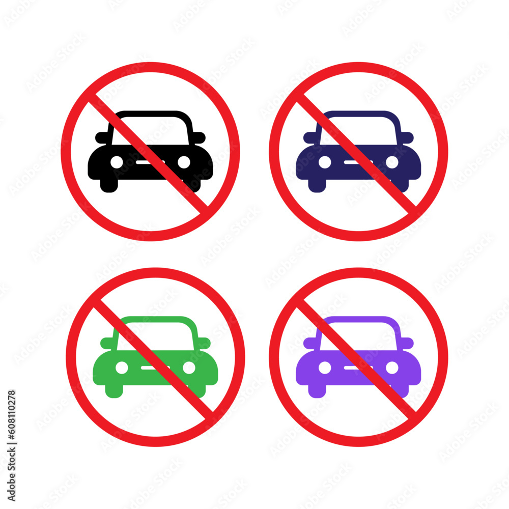 car ban icon somewhere. to warn street drivers. car ban icon somewhere. to warn street drivers.