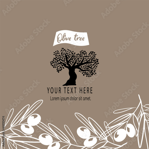 Vector business template olive branch and tree logo design. Logo and concepts for packaging of extra virgin oil and other products