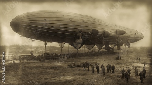 Vintage Photo of Zeppelin, Historic Aviation Imagery - Generative AI Illustration