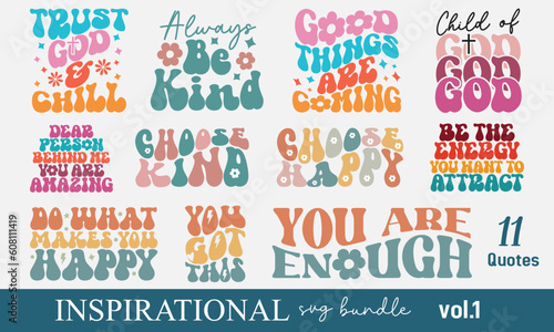 Inspirational Motivational Quotes Collection Set Retro Typographic Art Bundle on White Background