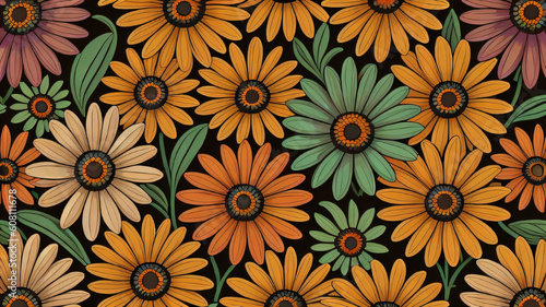 african daisy seamless pattern created with Generative AI