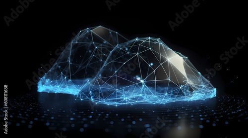 Digital informational technology web futuristic hologram with cloud © Manuel