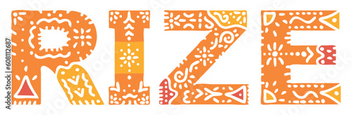 RIZE. Isolated text, national ethnic ornament, Patterned. Place in Turkey RIZE for social network, web resources, mobile app, Turkish travel, t-shirt, banner, adv.