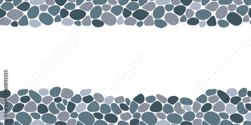 Pebble seamless pattern vector illustration. Cute summer repeated card. Paving, shingle beaches template cover for interior designs, beauty, wrapping paper. Doodle sea stones backdrop.