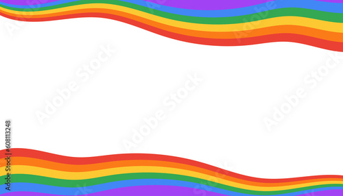 LGBT pride month rainbow wave flag frame background