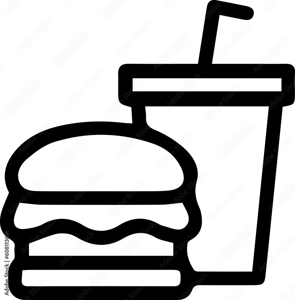 Fast food vector logo icon. Burger and drink simple isolated sign symbol. Fast food vector logo icon. Burger and drink simple isolated sign symbol.