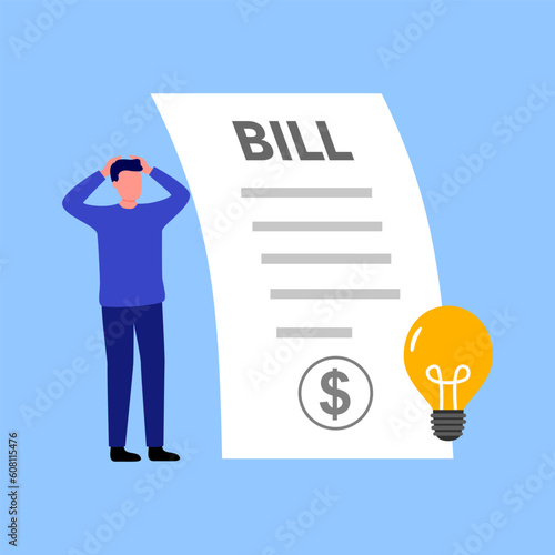 Energy bill payment concept vector illustration. Electricity cost.