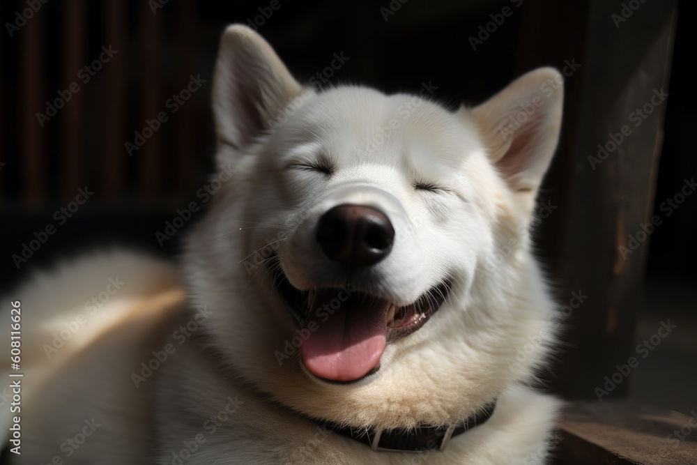 Portrait of a white Swiss shepherd dog lying on the ground Ai generated Portrait of a white Swiss shepherd dog lying on the ground Ai generated