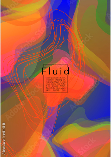 Futuristic Geometric Cover Design with Gradient and Abstract Lines, Figures for your Business. Template Fluid Rainbow Poster Design, Gradient Flow Effect for Electronic Festival.
