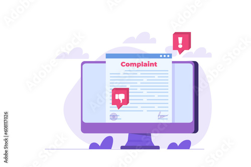 Сomplaint form online concept. Vector illustration.