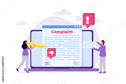 Сomplaint form online concept. Vector illustration.