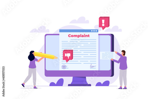 Сomplaint form online concept. Vector illustration.