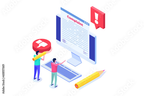 Сomplaint form online concept. Isometric Vector illustration.