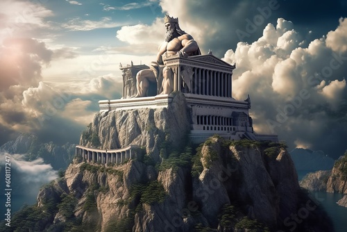 Obraz na plátně A Mythical Palace on Mount Olympus: A Fantasy Come to Life, Generative AI