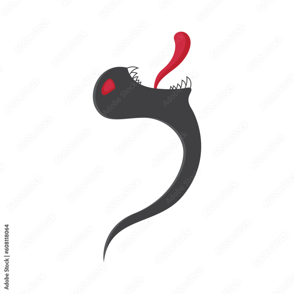 Demon soul vector illustration for posters, decorations and prints. Black ghost hand drawn sketch.