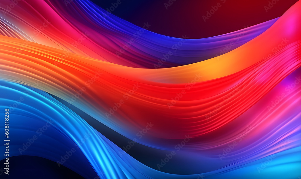 Abstract colorful glowing pink red and blue neon color wavy turbulent surface panoramic banner abstract background. Glowing gradient curled swirling linear rainbow pattern backdrop Abstract colorful glowing pink red and blue neon color wavy turbulent surface panoramic banner abstract background. Glowing gradient curled swirling linear rainbow pattern backdrop