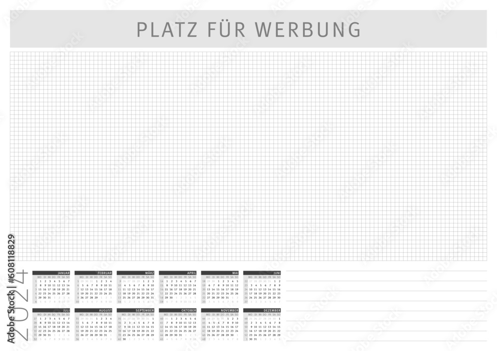 Schreibtischunterlage mit Kalender 2024 A2/A1 Stock Vector | Adobe Stock