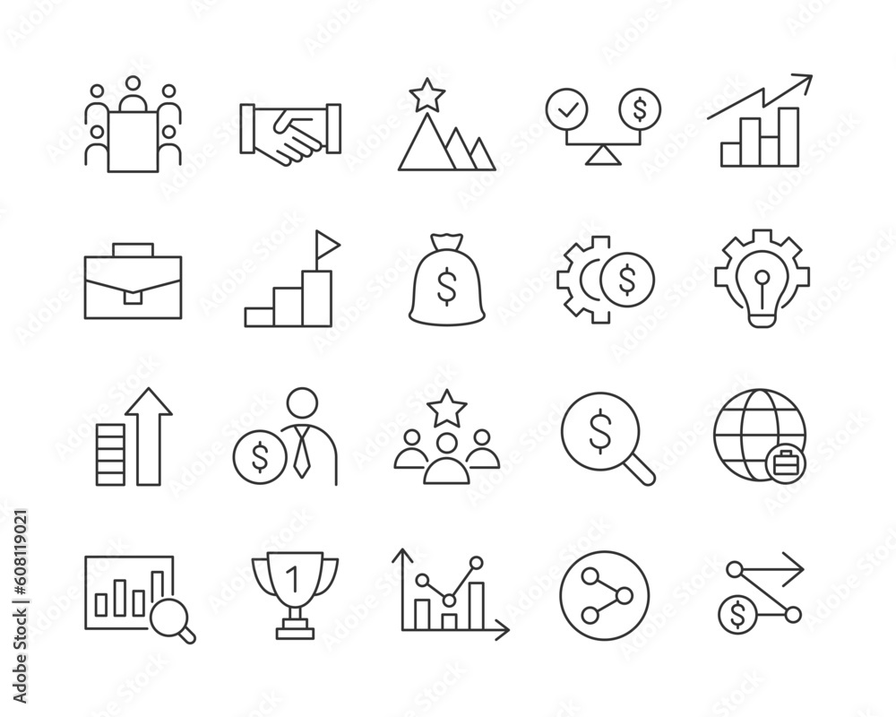 Business Icons - Vector Line. Editable Stroke. Business Icons - Vector Line. Editable Stroke.