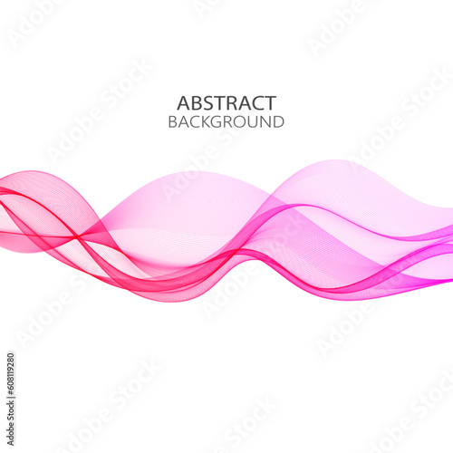 Pink horizontal wave lines on white background, design element