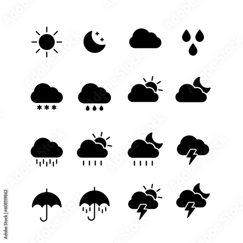 weather black icon set of vector