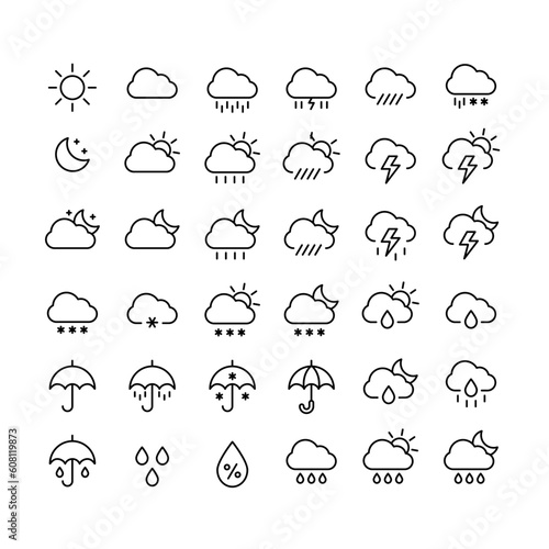 weather line icon set of vector