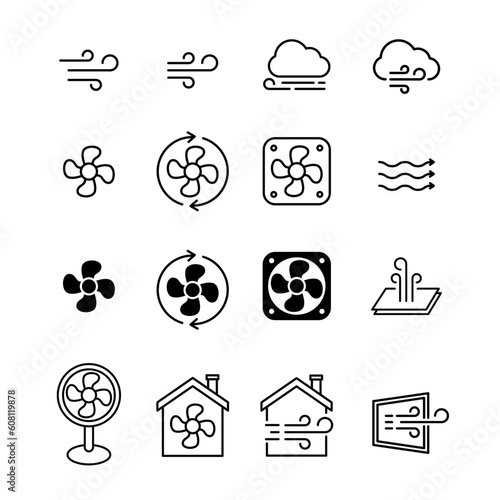 wind line icon set of vector