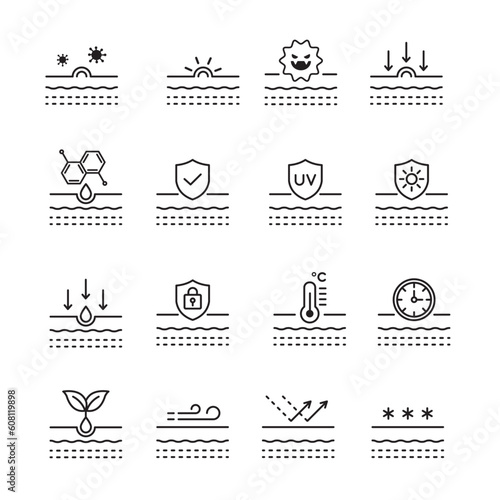 Skin line icon set of vector