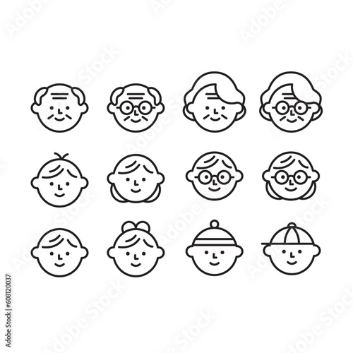 person line icon set of vector